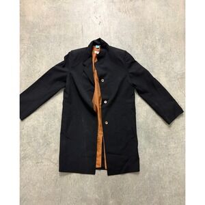 Black Wool Blend Coat Women's Longline‎ Jacket Minimalist Classic